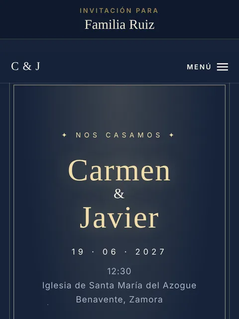 Invitación de ejemplo con el diseño Nocturna