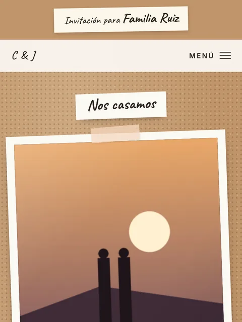 Invitación de ejemplo con el diseño Revelado
